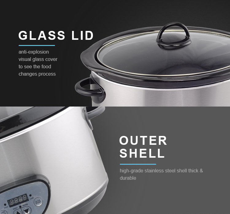 TONZE 4.5L Oval Stainless Steel Black Clay Stewpot Digital Panel Heating - OEM Customization 02